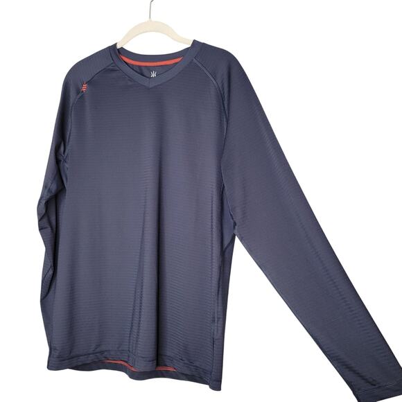 Rhone Performance V Neck Tee Shirt Mens Size M Navy Blue Long Sleeve Gym Workout - Picture 1 of 10